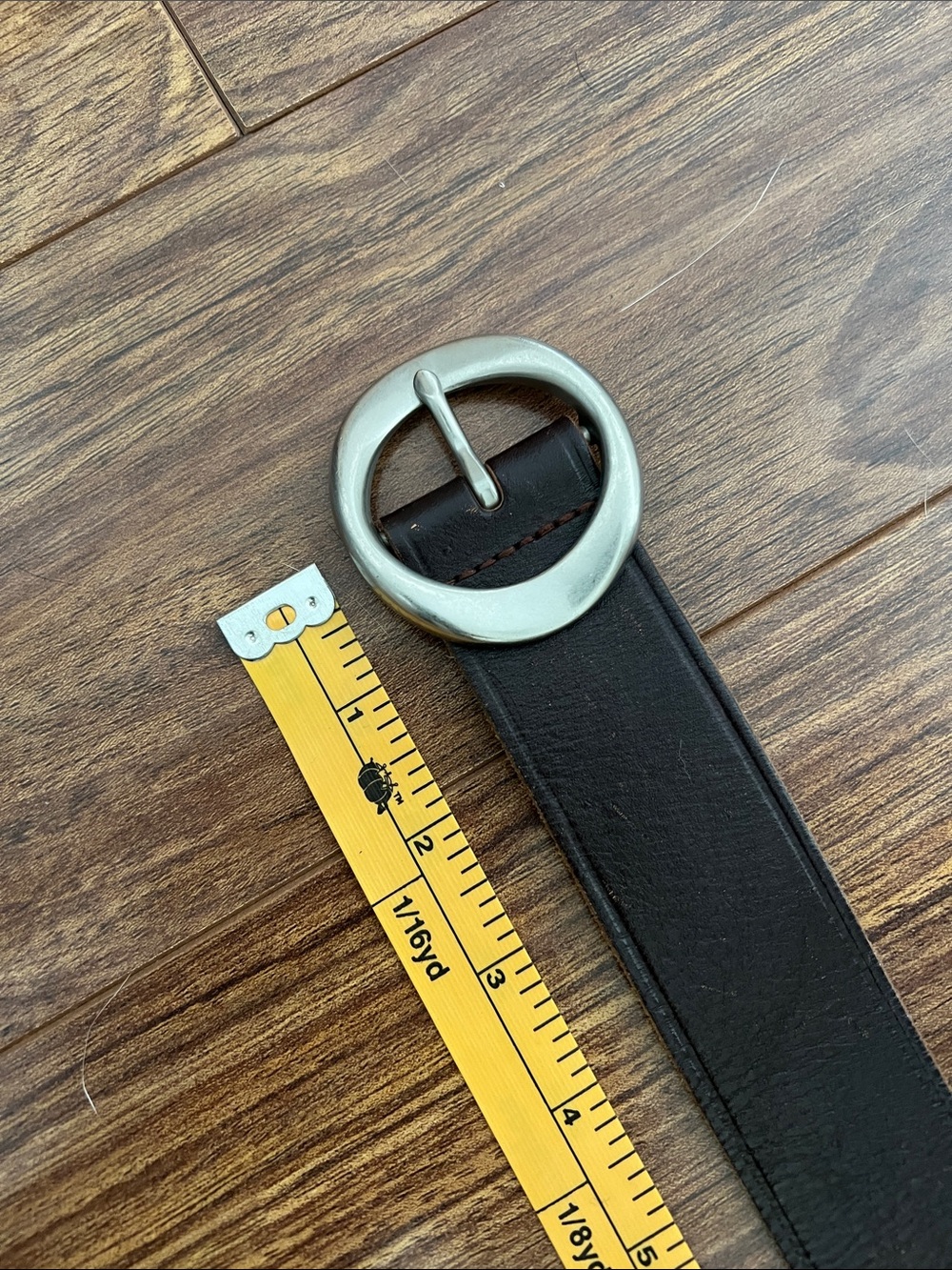 Rustic brown leather belt - Picture 5 of 6